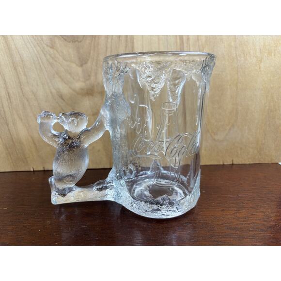 Vintage Coca-Cola Mug Thick Frosted Glass with Polar Bear Handle Very Rare 1997 - Picture 2 of 11